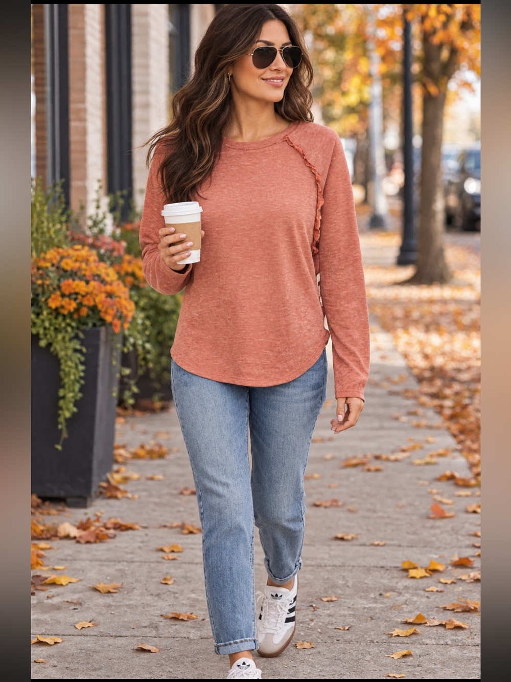 NWT 89th & Madison Burnt Orange Ribbed Dolman Top Size L